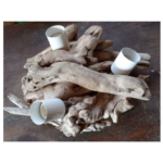 Applique en bois flotté avec trois culot pour ampoule vue serrée