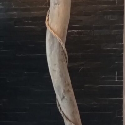 Lampe sur pied en bois flotté avec cordage et ampoule